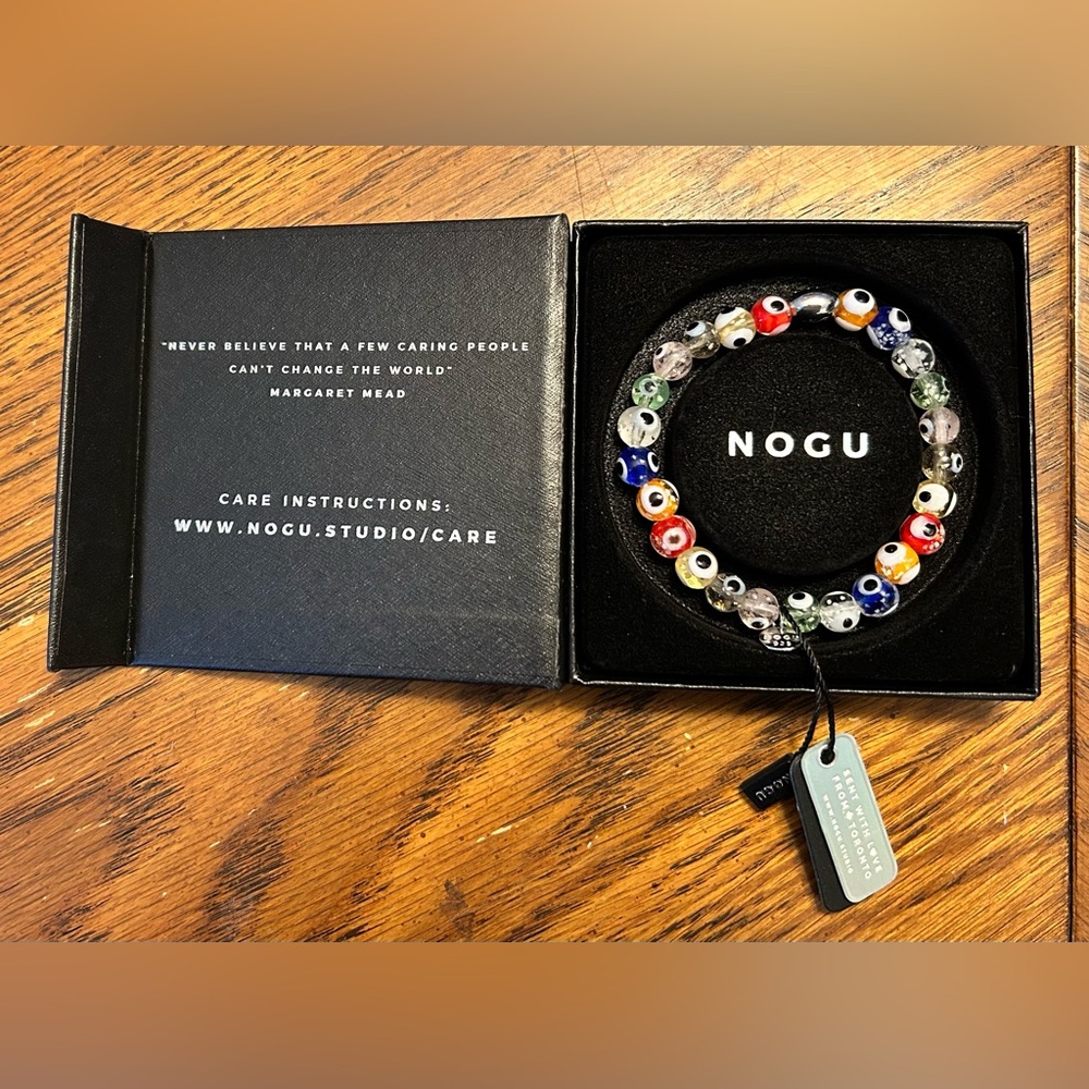 ππ NOGU Rainbow .925 Sterling Silver Firefly Glass Evil Eye Bracelet ππ - Picture 2 of 4